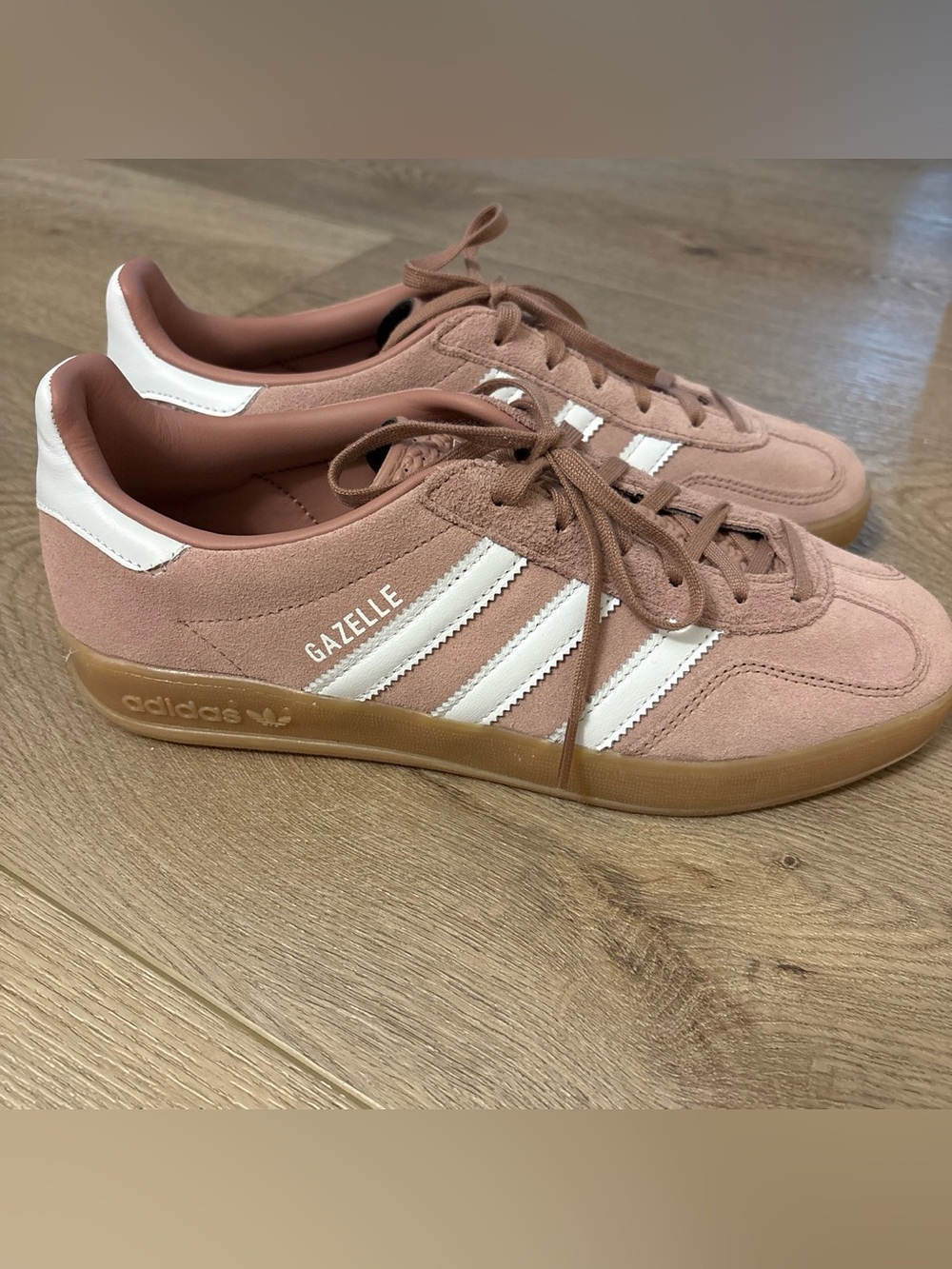 adidas Gazelle Rose Suede Sneakers with White Stripes